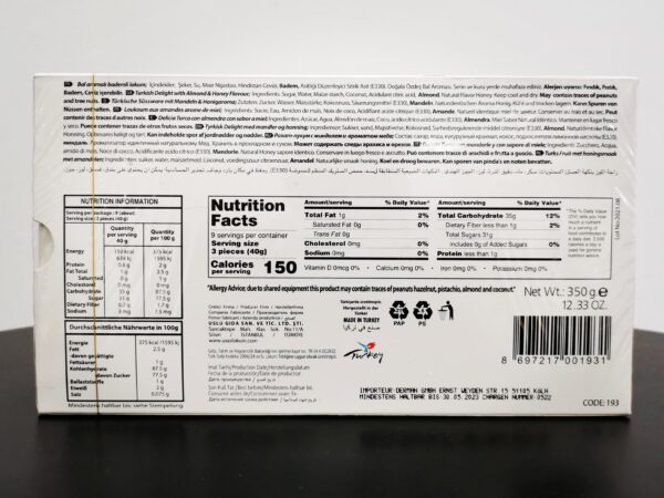 Usas Türkische Süßware mit Mandeln und Honigaroma 350g – Bild 3