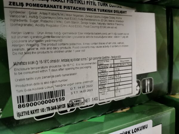 Türkische Süßware mit Granatapfel und Pistazien (Zelis) – Bild 2